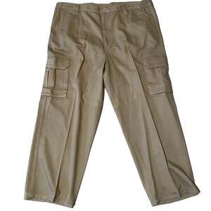 Boulder Creek Trading Company Khaki Elastic Waist Cargo Pants sz 44/38 68-0380-3